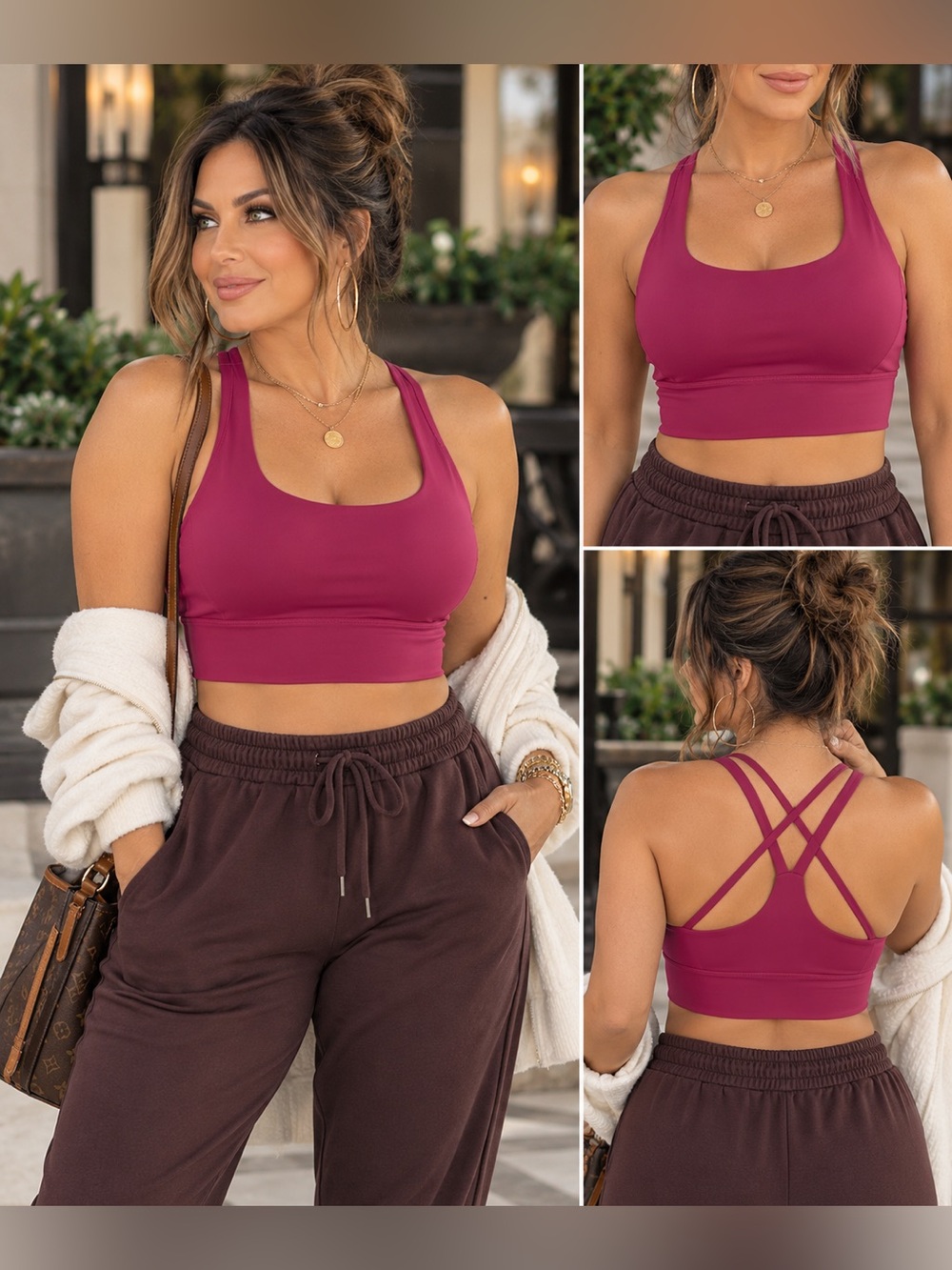 OTOS ACTIVE Strappy Back Active Crop Top Sports Bra NWT